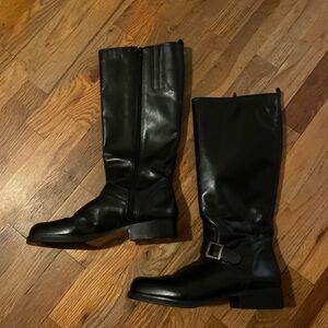 Tweeds vintage leather riding Black Heeled Boots made in Brazil Sz 8.5